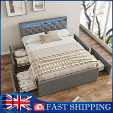 4ft6 Ottoman Storage Bed Frame With USB Port & Led Light & Bluetooth Speaker UK