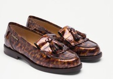 Russell & Bromley Chester Loafers Brown Tortoise Patent Leather Shoe UK 5.5 38.5