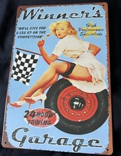 Winners Garage Retro Tow Truck Pin Up Metal Tin Sign  30 x 20 cm In VGC