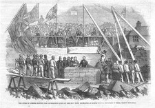 EDINBURGH Laying Foundation Stone of Corn Exchange at Leith - Antique Print 1860