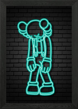 Neon Kaws Framed Wall Art