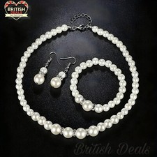 4PC Pearl Jewelry Set Necklace