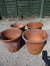 4 x large vintage clay terracotta sankey plant pots collection only