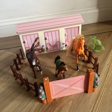 Wooden Dolls House Horse Stable From Asda With Added Horse Fences Tree Playset