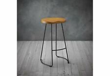 LPD Furniture Bailey Pine Wood Seat Black and Gold Leg Metal Bar Stools