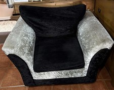 V By Very Black Silver Velour Arm Chair