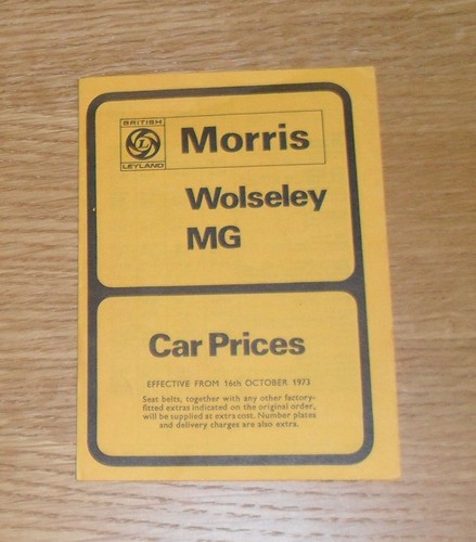 Morris wolseley price list - mg,