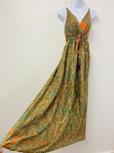 Orange maxi dress hippie - orange,