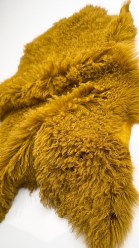 Curly mustard brown genuine - brown,