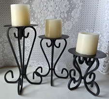 Vtg Black Iron Candle Holders