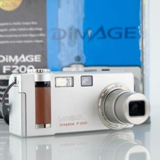 Minolta Dimage F200 Digital Camera 4MP Compact Point & Shoot Silver Vintage Retr