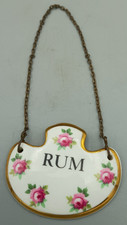 Vintage Royal Adderley ceramic floral Decanter Label/Bottle Tag VGC - Rum
