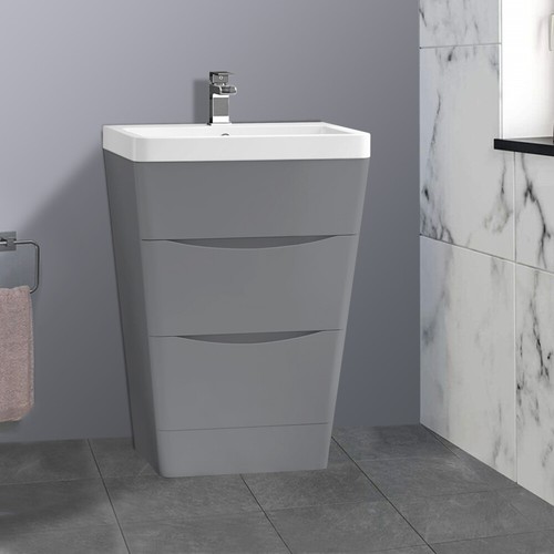 White grey oak bathroom - white, floor