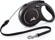 Flexi New Classic Tape Black Large 8m Retractable Dog Leash/Lead for dogs up to