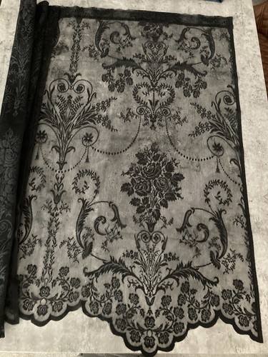 Black net lace voile - black,
