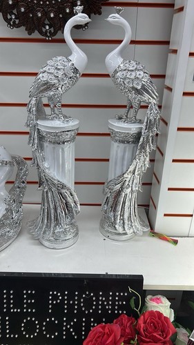 Italian white silver peacock - silver,