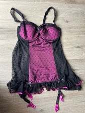 Ann Summers Vintage Showtime Pink & Black Suspender Cami Size 14-16 - FREE POST