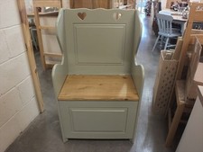 X1 2FT PAINTED MONKS BENCH PINE WAXED SEAT SETTLE PEW HAND MADE F&B FRENCH GRAY