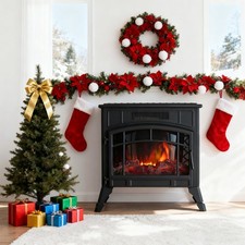 Freestanding Electric Fireplace Stove Heater Log Burning Flame Effect 12 Colors