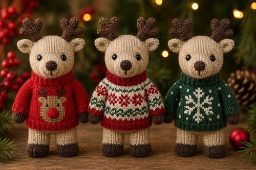 Mini reindeer knitting - reindeer,