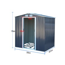 Metal Garden Shed With Free Foundation Organizer Tools Storage House Apex Roof