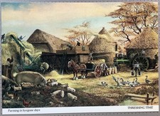 Farming Threshing Time In Byegone Days Aveling & Porter Steam Engine Postcard