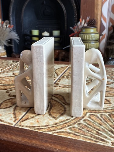 Vintage carved stone book ends - carved,