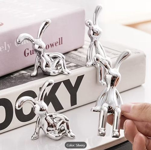 6pc long eared rabbit cartoon - 6pc, long-eared