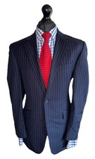 JAEGER LUXURY DESIGNER SUIT CHALK STRIPED CLASSIC FIT 40x34x30