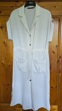 ZARA Ladies Off-White Midi Shirt Dress - Size X-Small