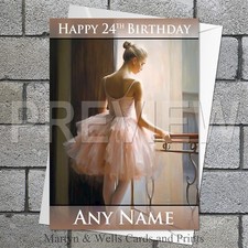 Ballerina birthday card. 5x7 inches. Ballet Dancer. Personalised, plus envelope.