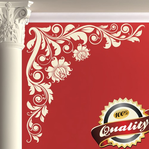 Large corner flower vinyl wall - corner,
