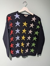 Bartolini Colourful Star Wool/Cashmere Blend Navy Long Sleeve Jumper, Size S