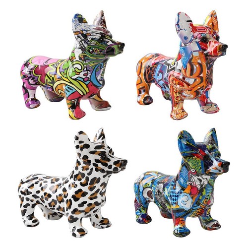 Simple dog statue colorful - simple,