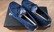 Dune Designer  Navy Suede with Detail Bow Moccasin Size 6 39 Flat In Box