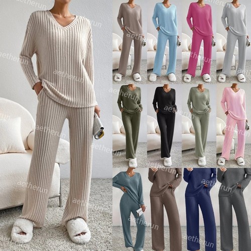 Womens 2pcs knitted loose - 2pcs, v