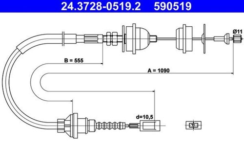Clutch cable ate fits fiat - ate,