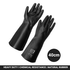 Heavy Duty Black Natural Rubber Latex Gloves Household Industrial Flock Washing