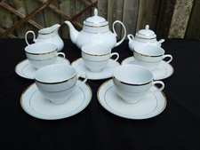Waterside Fine China Part Tea Set White & Gold Tea Pot Cups & Saucers