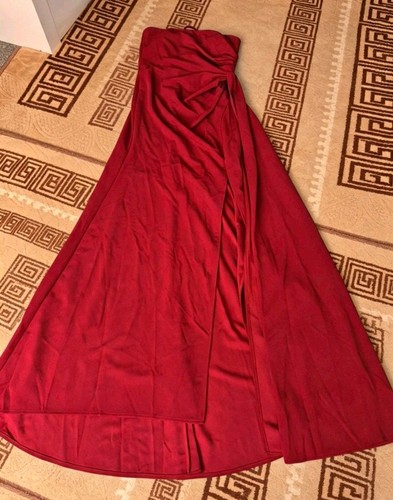 Burgundy strapless maxi dress - burgundy,