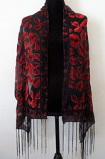 Red Velvet Leaves Devore Sheer