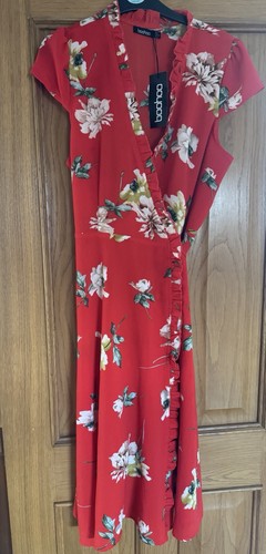 Boohoo red floral ruffle - boohoo,