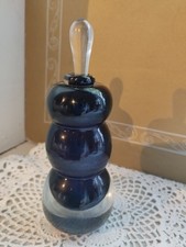 Ingrid Pears studio art glass blue perfume bottle 2003 signed