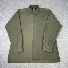 Vtg Barbour Shirt Mens Medium Green Moleskin Button Up Overshirt England Made