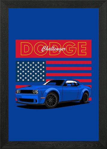 Challenger muscle cars framed - cars,