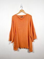 Eskandar Jumper One Size Orange Linen Blend Relaxed Lagenlook Drapey Sweater Top