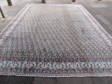Vintage Hand Made Traditional Oriental Wool White Blue Large Carpet 410x308cm