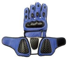 Kids Childrens Sport Minimoto Motorcycle  Racing Leather G-304 Glove Blue - T