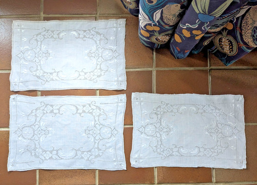 Three embroidered vintage - embroidered,