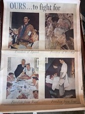 WW2 PROPAGANDA POSTER OURS TO FIGHT FOR FREEDOM SPEECH WORSHIP WANT FEAR